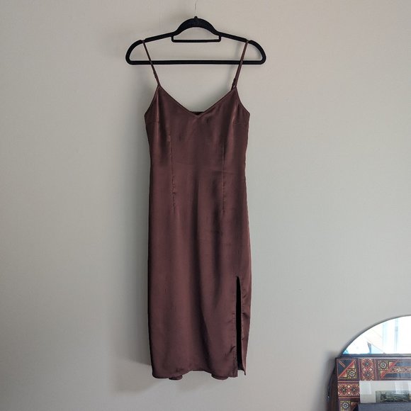 Abercrombie & Fitch Satin Slip Mini Dress in Brown - Picture 5 of 9